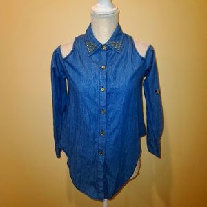 NWT Jean Shoulderless Blouse